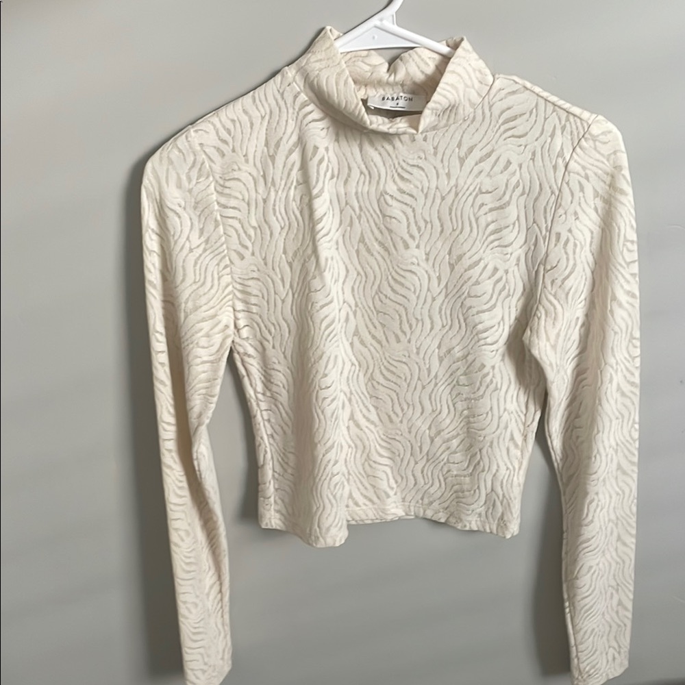 Babaton Cream Textured Long Sleeve Top